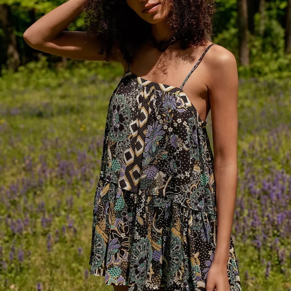 Free People Get a Clue Minidress Black Combo